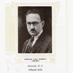 Philip Van Doren Stern’s senior year portrait at Rutgers.